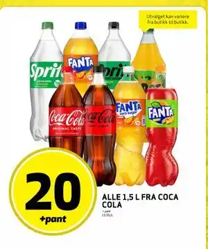 Bunnpris ALLE 1,5 L FRA COCA COLA tilbud