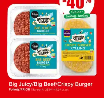 Spar Big juicy/big beef/crispy burger tilbud