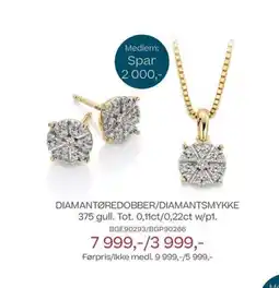 Bjørklund Diamantøredobber/diamantsmykke tilbud