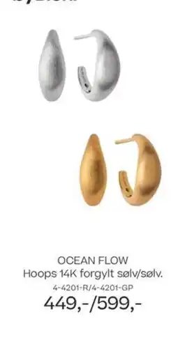 Bjørklund Ocean flow hoops 14k forgylt sølv/sølv tilbud