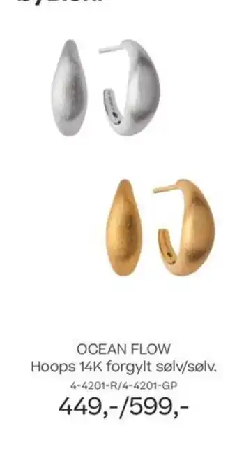 Bjørklund Ocean flow hoops 14k forgylt sølv/sølv tilbud