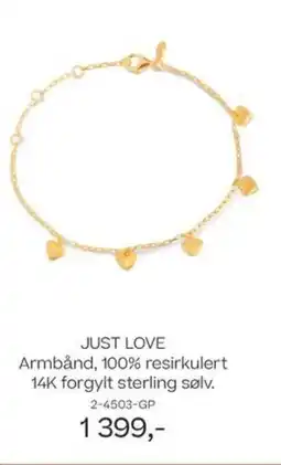 Bjørklund Just love armbånd, 100% resirkulert 14k forgylt sterling sølv. tilbud
