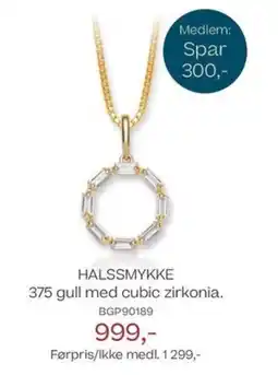 Bjørklund Halssmykke 375 gull med cubic zirkonia. tilbud