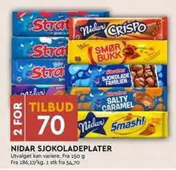 Coop Mega NIDAR SJOKOLADEPLATER tilbud