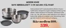 Kitch'n Modern House Bayk rørebollesett m/lokk stål/svart tilbud