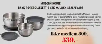 Kitch'n Modern House Bayk rørebollesett m/lokk stål/svart tilbud