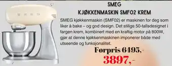 Kitch'n SMEG Kjøkkenmaskin SMF02 krem tilbud