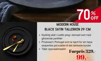 Kitch'n Modern House Black satin tallerken tilbud