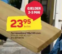 Byggmax Terrassebord 28x145 mm tilbud