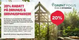 Byggmax På drivhus & drivhuspakker! tilbud