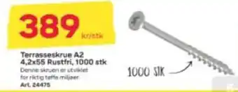 Byggmax Terrasseskrue a2 4,2x55 rustfri, 1000 stk tilbud