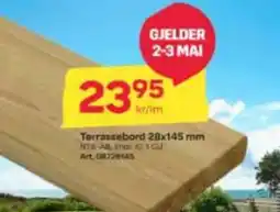 Byggmax Terrassebord 28x145 mm tilbud