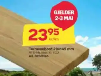 Byggmax Terrassebord 28x145 mm tilbud