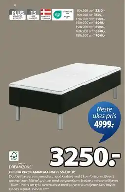 JYSK FJELNA PB20 RAMMEMADRASS SVART-05 tilbud