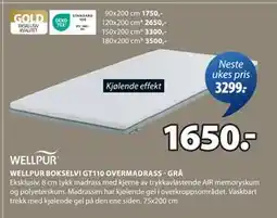 JYSK WELLPUR BOKSELVI GT110 OVERMADRASS - GRÅ tilbud