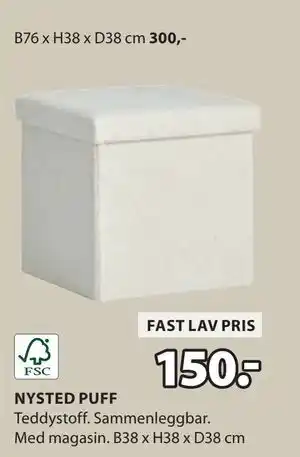 JYSK NYSTED PUFF tilbud
