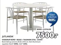 JYSK VAMDRUP BORD - BEIGE + TAGMARK STOL - SVART tilbud