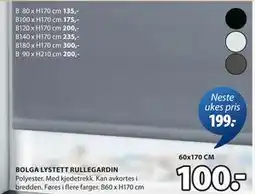 JYSK BOLGA LYSTETT RULLEGARDIN tilbud