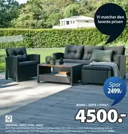 JYSK VEN BORD + SOFA + STOL - SVART tilbud
