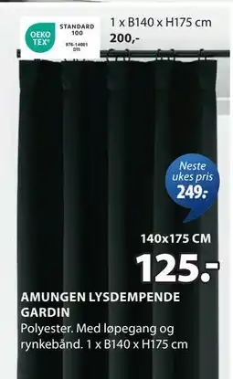 JYSK AMUNGEN LYSDEMPENDE GARDIN tilbud