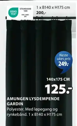 JYSK AMUNGEN LYSDEMPENDE GARDIN tilbud