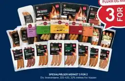Rema 1000 SPESIALPØLSER MERKET 3 FOR 2 tilbud