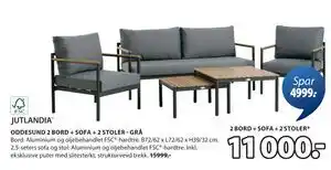 JYSK ODDESUND 2 BORD + SOFA + 2 STOLER - GRÅ tilbud