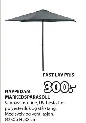 JYSK NAPPEDAM MARKEDSPARASOLL tilbud