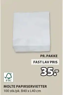 JYSK MOLTE PAPIRSERVIETTER tilbud