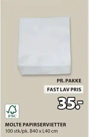 JYSK MOLTE PAPIRSERVIETTER tilbud