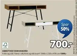 JYSK ABBETVED SKRIVEBORD tilbud
