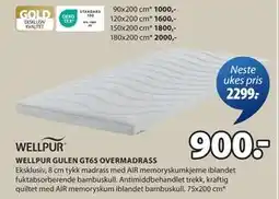 JYSK WELLPUR GULEN GT65 OVERMADRASS tilbud