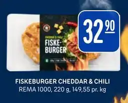 Rema 1000 FISKEBURGER CHEDDAR & CHILI tilbud