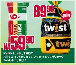 Europris KVIKK LUNSJ/TWIST tilbud