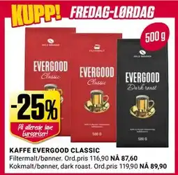 Europris KAFFE EVERGOOD CLASSIC tilbud