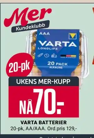 Europris VARTA BATTERIER tilbud