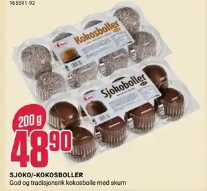 Europris SJOKO/-KOKOSBOLLER tilbud