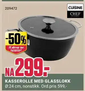 Europris KASSEROLLE MED GLASSLOKK tilbud