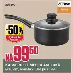 Europris KASSEROLLE MED GLASSLOKK tilbud