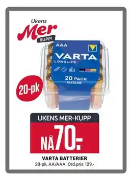 Europris VARTA BATTERIER tilbud