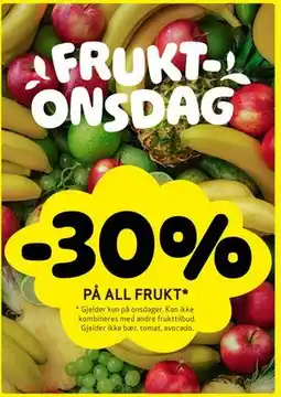 Bunnpris 30% På all frukt tilbud