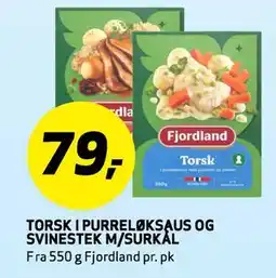 Bunnpris TORSK I PURRELØKSAUS OG SVINESTEK M/SURKAL tilbud