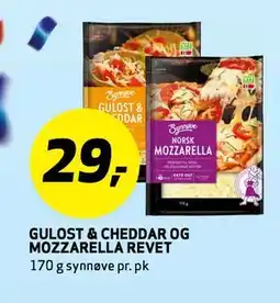 Bunnpris GULOST & CHEDDAR OG MOZZARELLA REVET tilbud