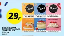 Bunnpris PIANO VANILJEKREM GJÆRBAKST/KREMKAKER OG PAVLOVAKREM tilbud