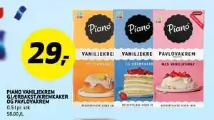 Bunnpris PIANO VANILJEKREM GJÆRBAKST/KREMKAKER OG PAVLOVAKREM tilbud