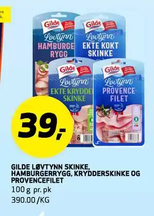 Bunnpris GILDE LØVTYNN SKINKE, HAMBURGERRYGG, KRYDDERSKINKE OG PROVENCEFILET tilbud