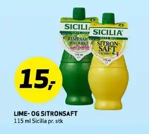 Bunnpris LIME- OG SITRONSAFT tilbud
