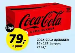 Bunnpris COCA-COLA U/SUKKER tilbud