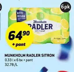 Bunnpris MUNKHOLM RADLER SITRON tilbud