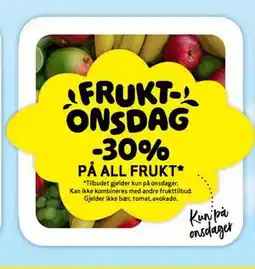 Bunnpris 30% på all frukt tilbud
